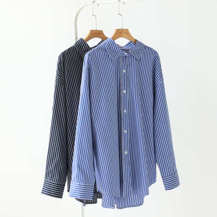 ストライプシャツ オーバーサイズ カラーシャツ | COCOMOMO | 詳細画像20 
