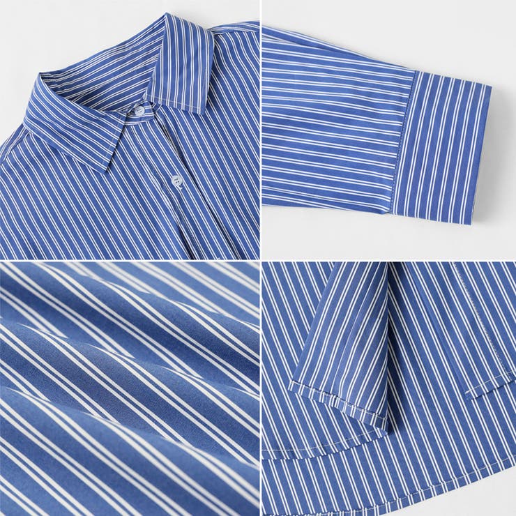 ストライプシャツ オーバーサイズ カラーシャツ | COCOMOMO | 詳細画像21 