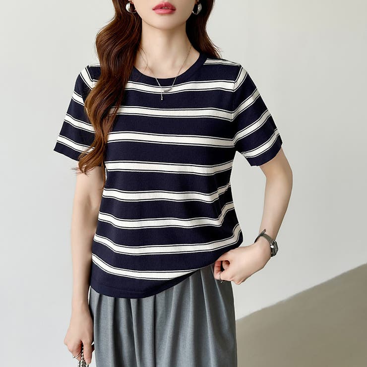 サマーニット ボーダーニット トップス夏 | COCOMOMO | 詳細画像10 