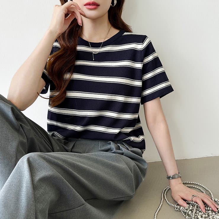 サマーニット ボーダーニット トップス夏 | COCOMOMO | 詳細画像12 