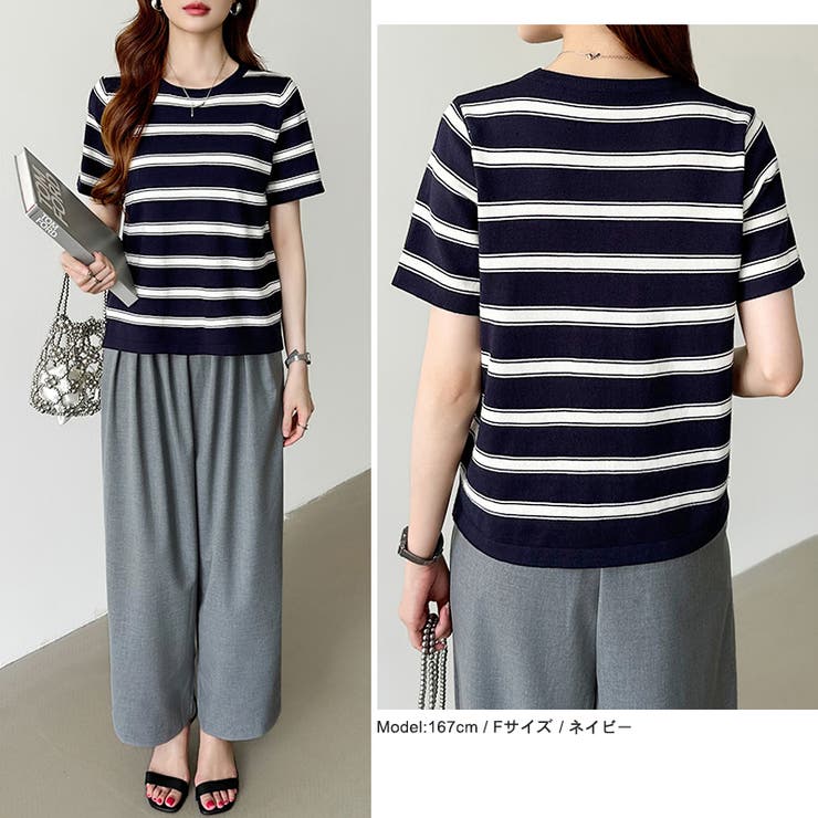 サマーニット ボーダーニット トップス夏 | COCOMOMO | 詳細画像14 