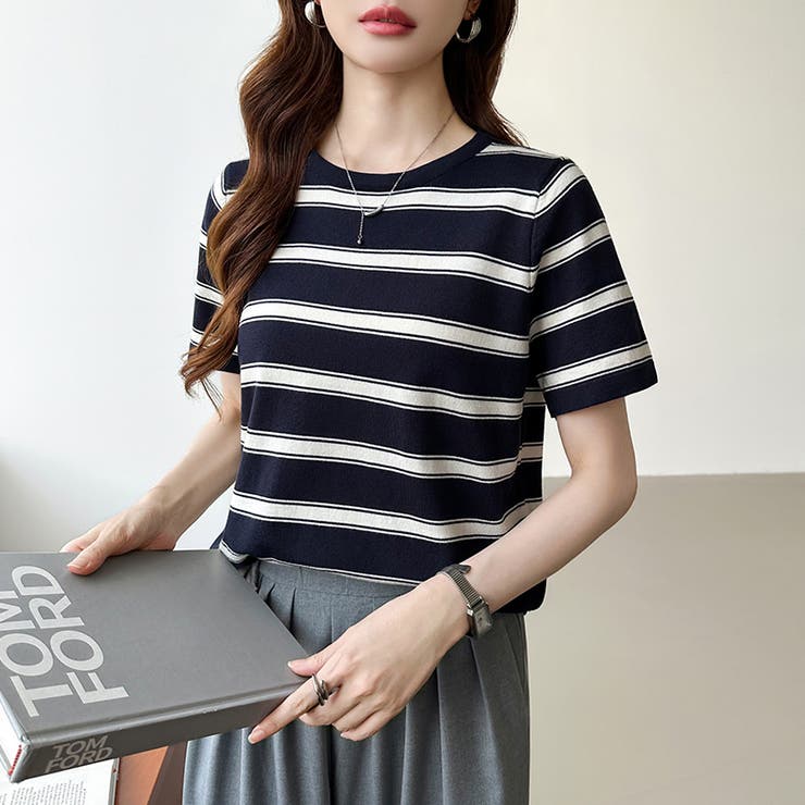 サマーニット ボーダーニット トップス夏 | COCOMOMO | 詳細画像16 