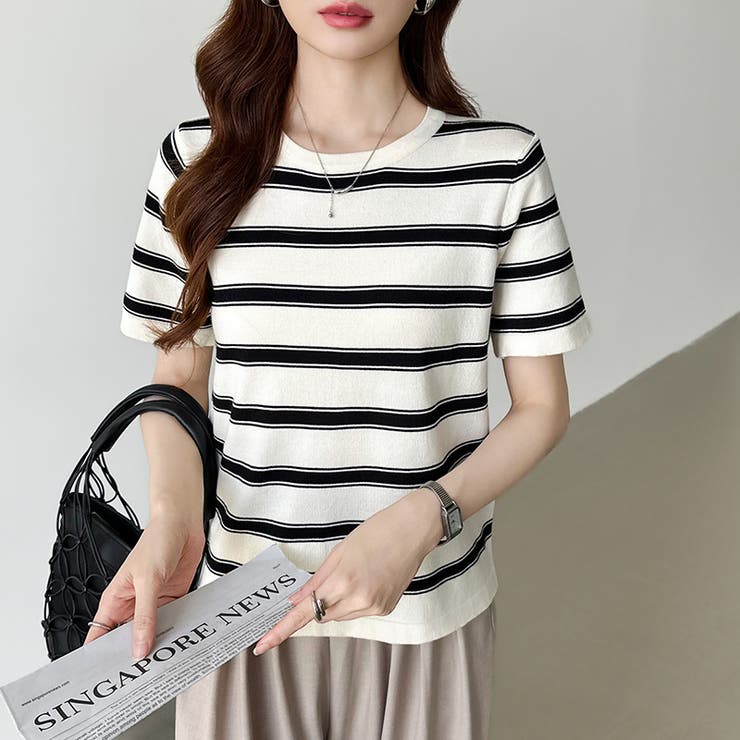 サマーニット ボーダーニット トップス夏 | COCOMOMO | 詳細画像2 