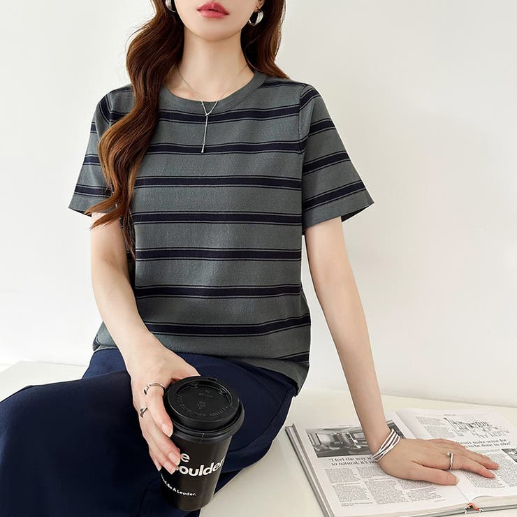 サマーニット ボーダーニット トップス夏 | COCOMOMO | 詳細画像24 