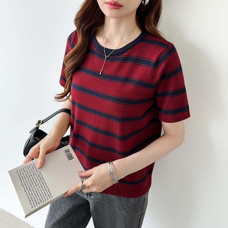 サマーニット ボーダーニット トップス夏 | COCOMOMO | 詳細画像34 