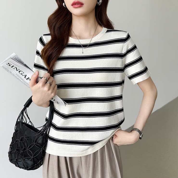 サマーニット ボーダーニット トップス夏 | COCOMOMO | 詳細画像5 