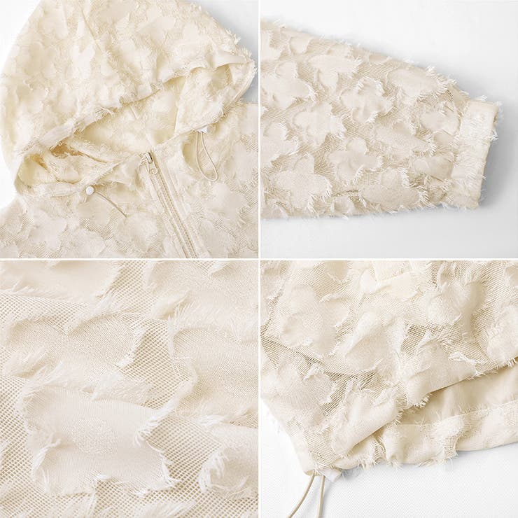 フラワーカットジャガードブルゾン パーカーブルゾン ドロスト付き | COCOMOMO | 詳細画像30 