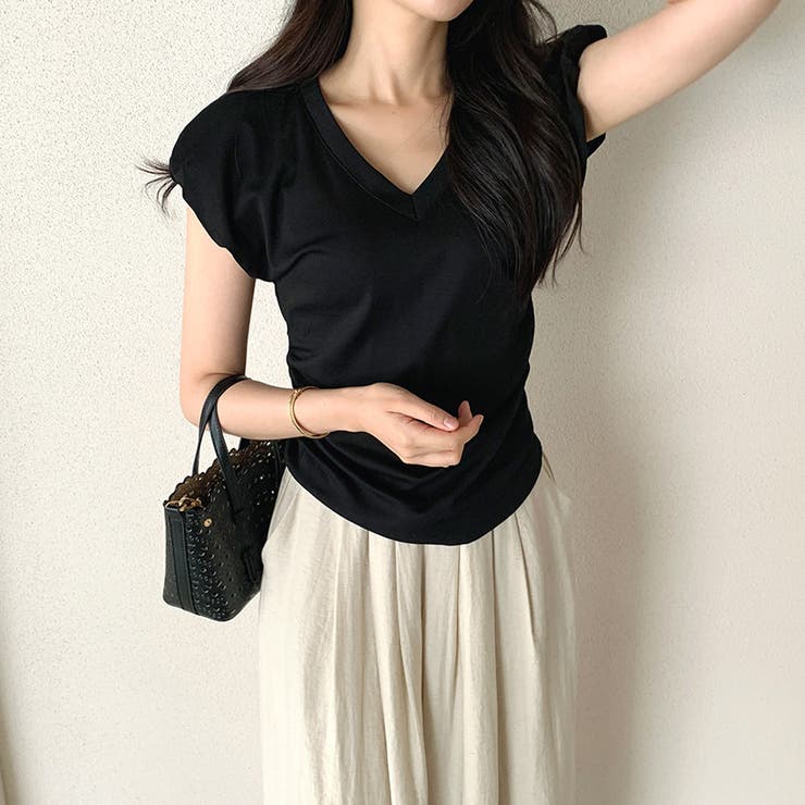 サイドギャザートップス パフスリーブ Tシャツ | COCOMOMO | 詳細画像14 