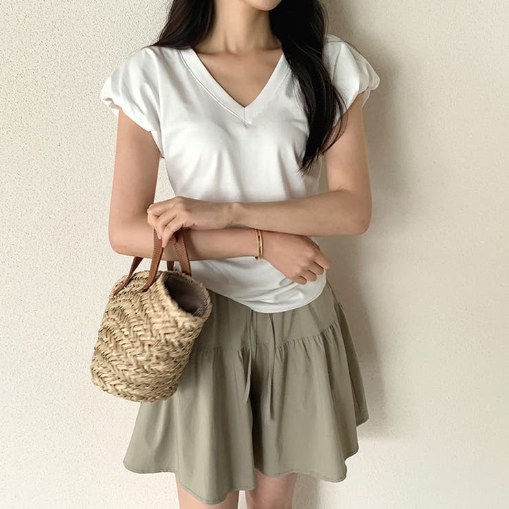 サイドギャザートップス パフスリーブ Tシャツ | COCOMOMO | 詳細画像3 