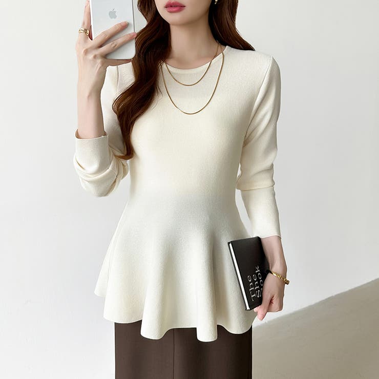 ペプラムトップス ペプラムニット オフィスカジュアル | COCOMOMO | 詳細画像2 