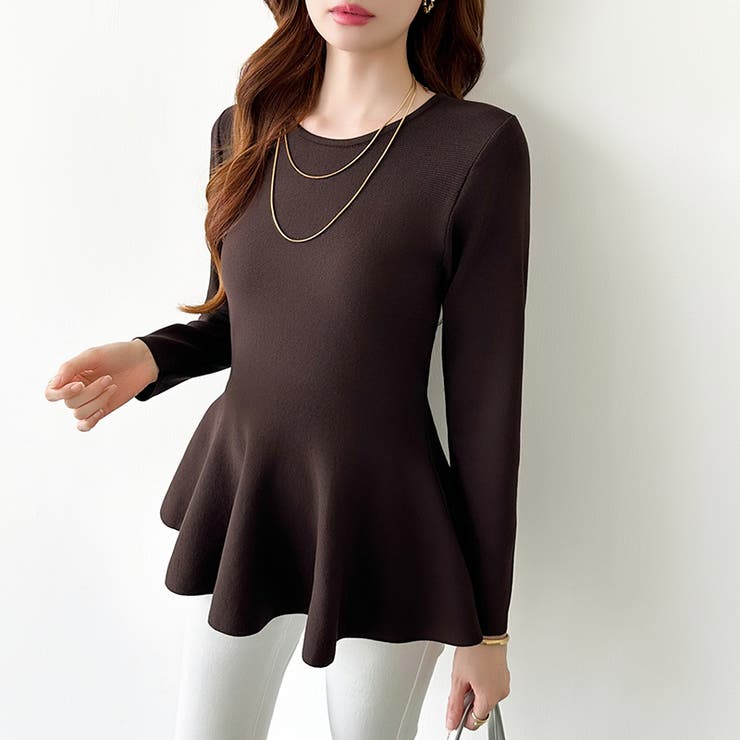 ペプラムトップス ペプラムニット オフィスカジュアル | COCOMOMO | 詳細画像21 