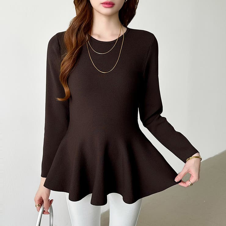 ペプラムトップス ペプラムニット オフィスカジュアル | COCOMOMO | 詳細画像22 