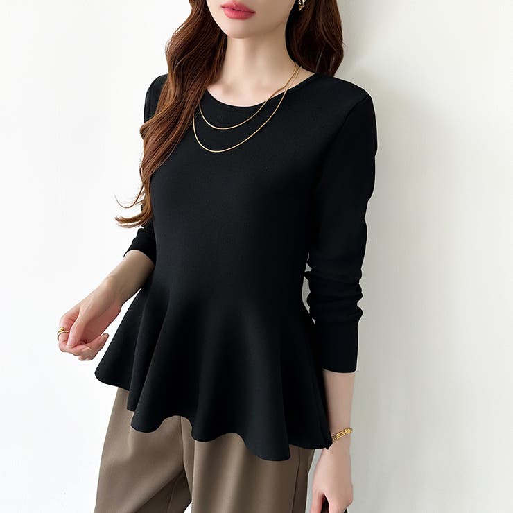 ペプラムトップス ペプラムニット オフィスカジュアル | COCOMOMO | 詳細画像25 