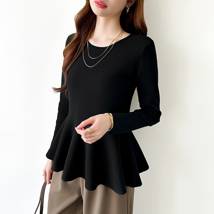 ペプラムトップス ペプラムニット オフィスカジュアル | COCOMOMO | 詳細画像28 