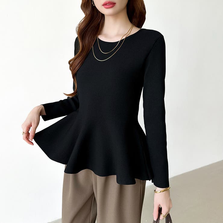 ペプラムトップス ペプラムニット オフィスカジュアル | COCOMOMO | 詳細画像29 