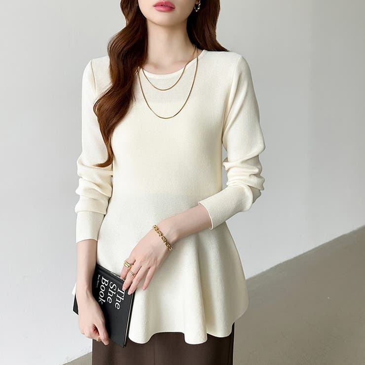 ペプラムトップス ペプラムニット オフィスカジュアル | COCOMOMO | 詳細画像3 