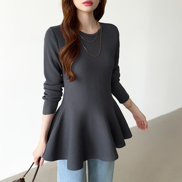 ペプラムトップス ペプラムニット オフィスカジュアル | COCOMOMO | 詳細画像34 