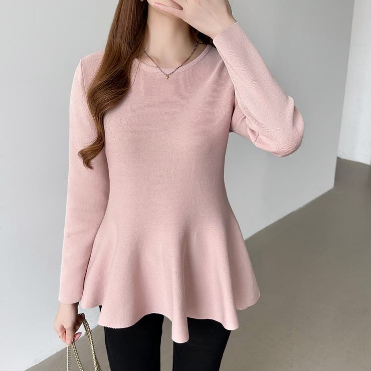 ペプラムトップス ペプラムニット オフィスカジュアル | COCOMOMO | 詳細画像8 