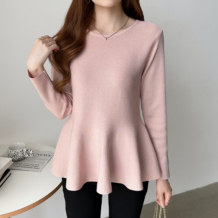 ペプラムトップス ペプラムニット オフィスカジュアル | COCOMOMO | 詳細画像9 