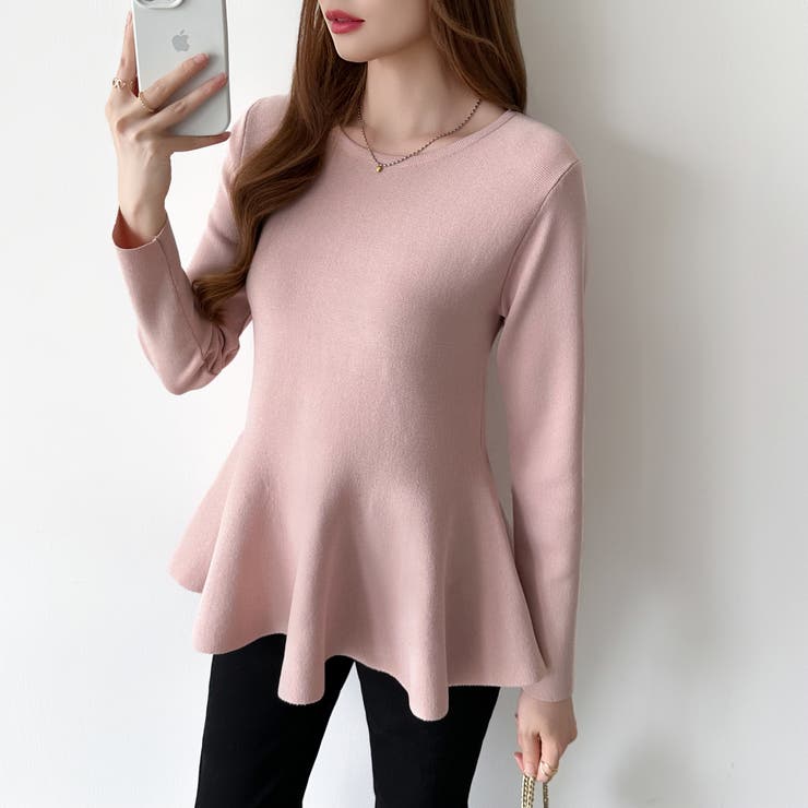 ペプラムトップス ペプラムニット オフィスカジュアル | COCOMOMO | 詳細画像12 