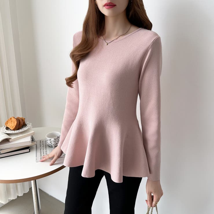 ペプラムトップス ペプラムニット オフィスカジュアル | COCOMOMO | 詳細画像14 