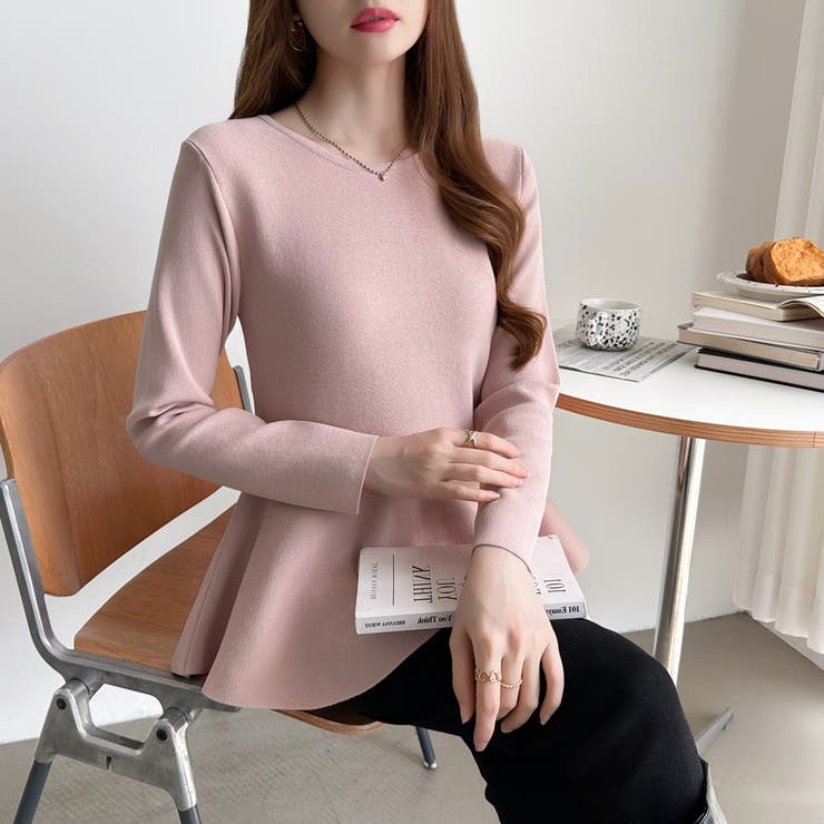 ペプラムトップス ペプラムニット オフィスカジュアル | COCOMOMO | 詳細画像15 