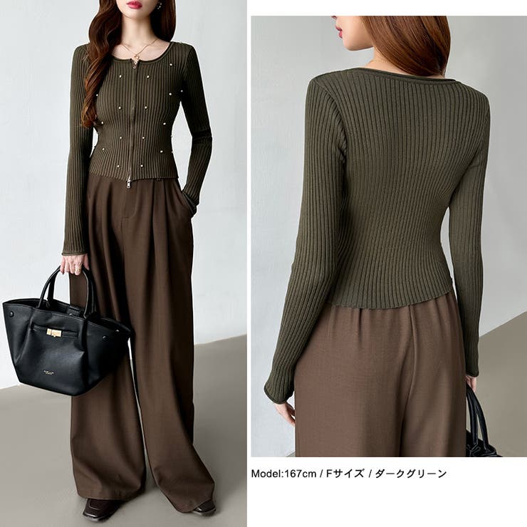 ダブルジップ リブニット ショートカーディガン | COCOMOMO | 詳細画像29 