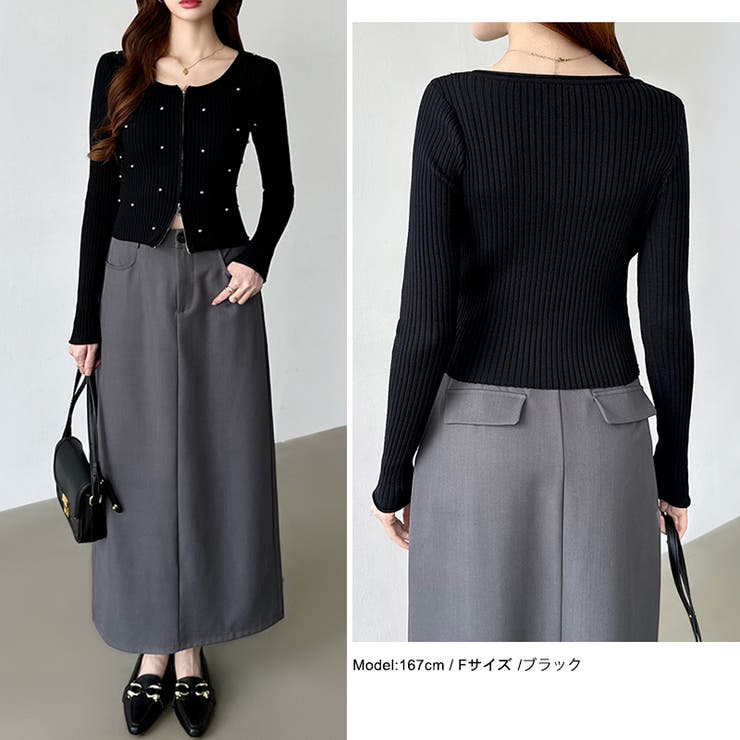 ダブルジップ リブニット ショートカーディガン | COCOMOMO | 詳細画像37 