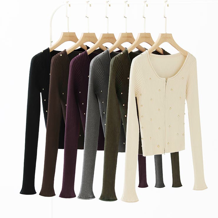 ダブルジップ リブニット ショートカーディガン | COCOMOMO | 詳細画像44 