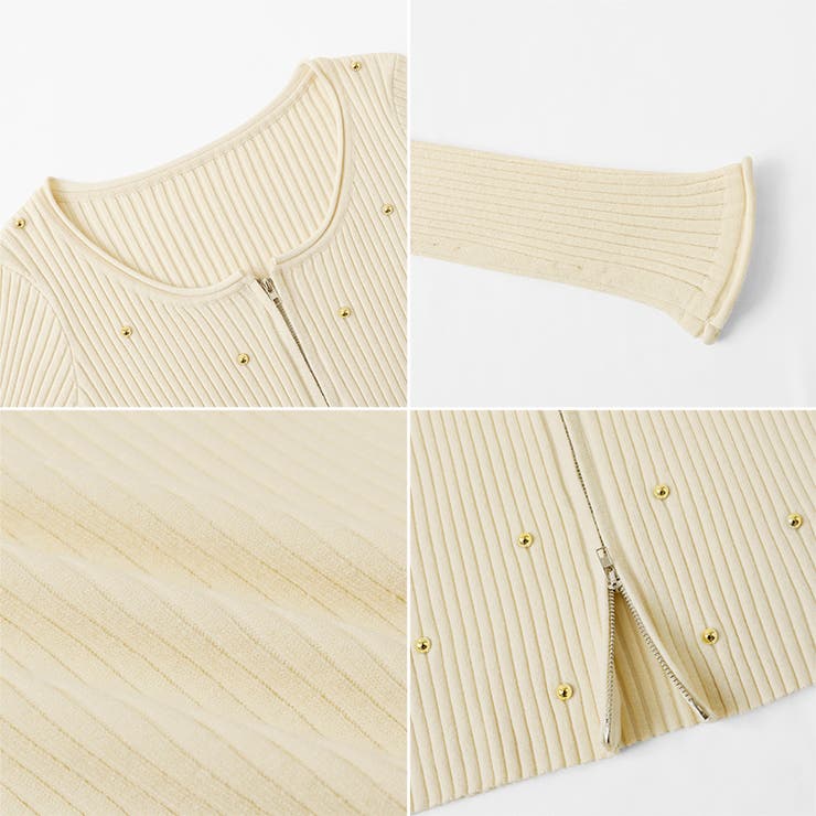 ダブルジップ リブニット ショートカーディガン | COCOMOMO | 詳細画像45 