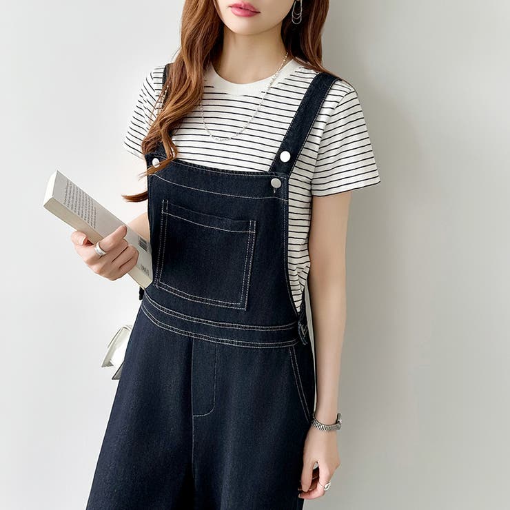 デニムサロペットパンツ サロペット オーバーオール | COCOMOMO | 詳細画像16 