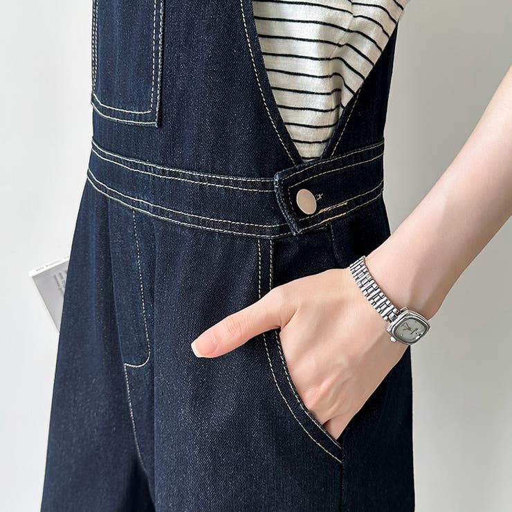 デニムサロペットパンツ サロペット オーバーオール | COCOMOMO | 詳細画像17 