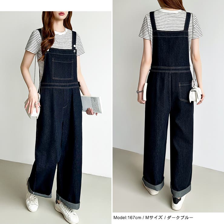 デニムサロペットパンツ サロペット オーバーオール | COCOMOMO | 詳細画像18 