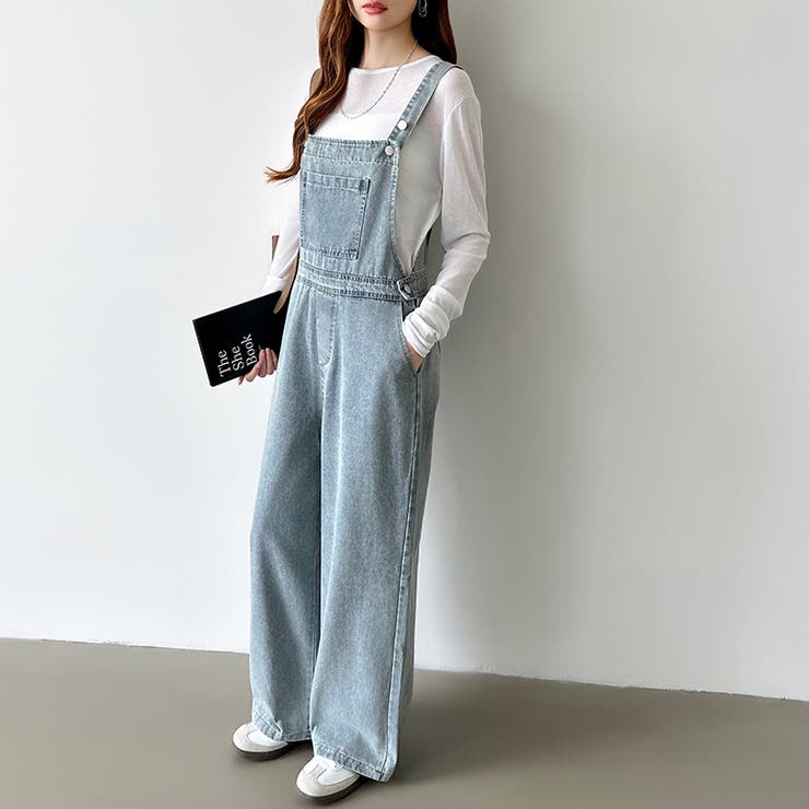 デニムサロペットパンツ サロペット オーバーオール | COCOMOMO | 詳細画像3 