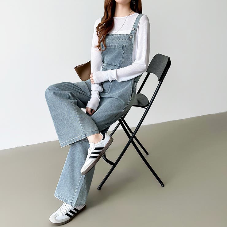 デニムサロペットパンツ サロペット オーバーオール | COCOMOMO | 詳細画像4 