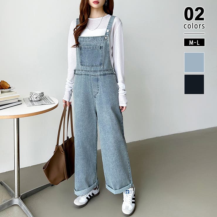 ライトブルー | デニムサロペットパンツ サロペット オーバーオール | COCOMOMO