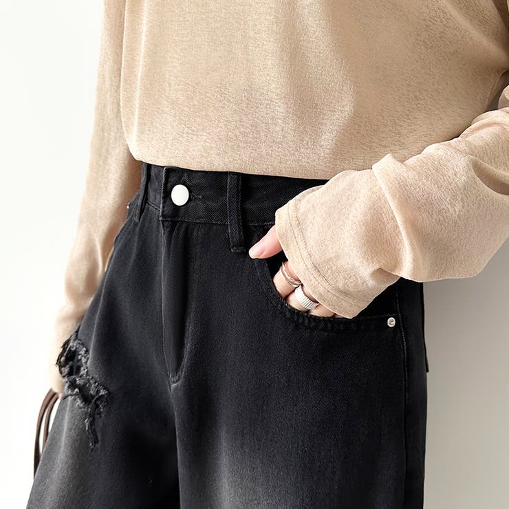 ダメージレースデニム デニムパンツ ダメージジーンズ | COCOMOMO | 詳細画像17 