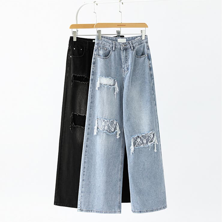 ダメージレースデニム デニムパンツ ダメージジーンズ | COCOMOMO | 詳細画像26 