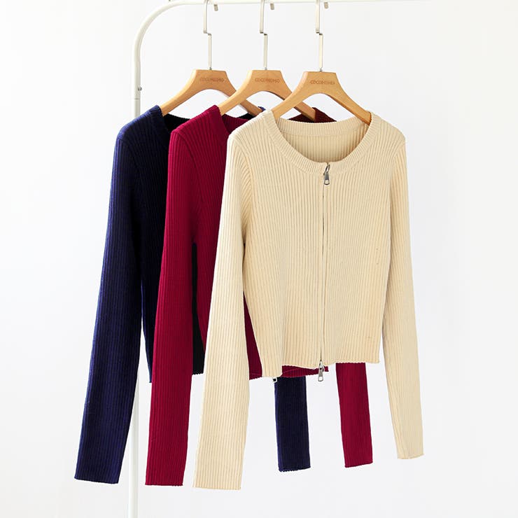 【新色登場】ダブルジップニット ショートジップカーディガン リブニット | COCOMOMO | 詳細画像70 