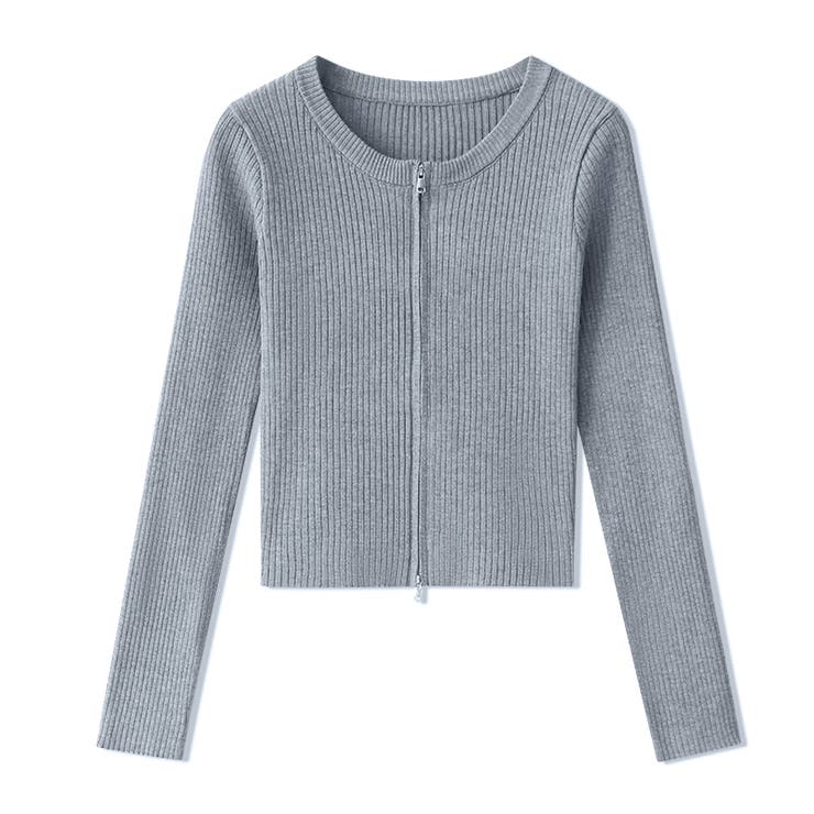 【新色登場】ダブルジップニット ショートジップカーディガン リブニット | COCOMOMO | 詳細画像76 