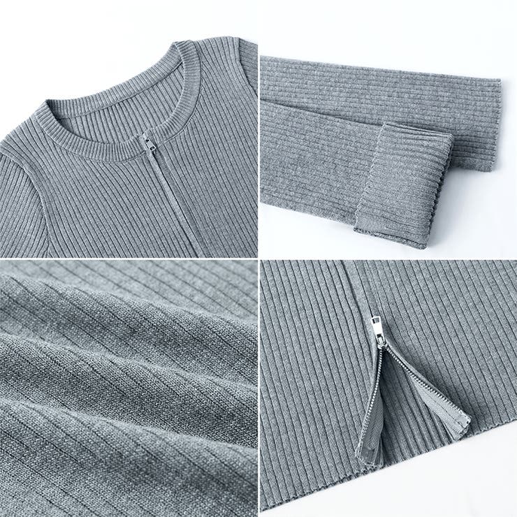 【新色登場】ダブルジップニット ショートジップカーディガン リブニット | COCOMOMO | 詳細画像72 