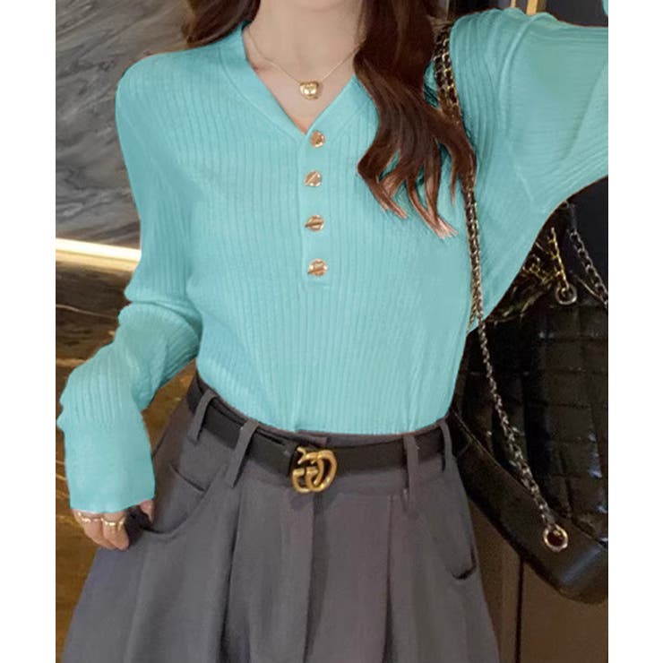 リブニット vネックニット やわらかヤク風ニット | COCOMOMO | 詳細画像18 