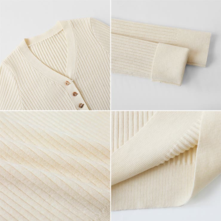 リブニット vネックニット やわらかヤク風ニット | COCOMOMO | 詳細画像27 