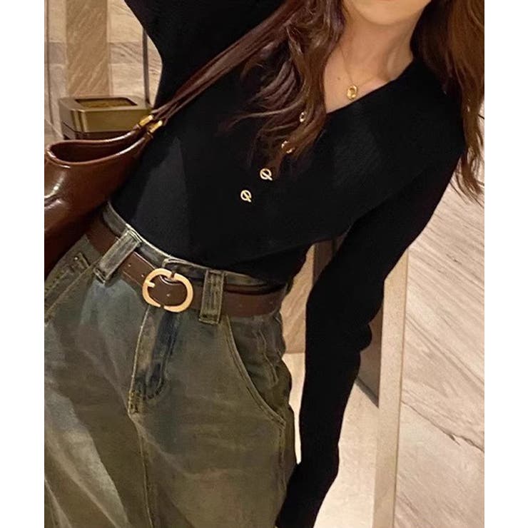 リブニット vネックニット やわらかヤク風ニット | COCOMOMO | 詳細画像6 