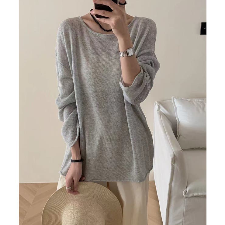 ゆるっと大人カジュアル シアーニット ラウンドネック | COCOMOMO | 詳細画像9 