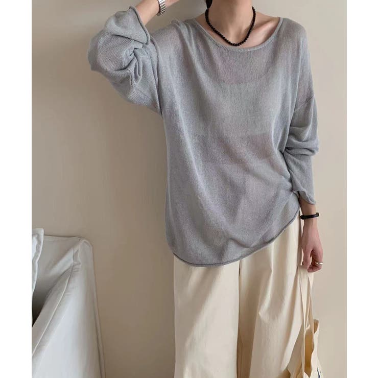 ゆるっと大人カジュアル シアーニット ラウンドネック | COCOMOMO | 詳細画像16 