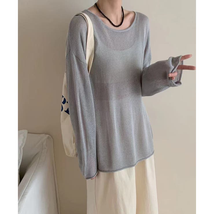 ゆるっと大人カジュアル シアーニット ラウンドネック | COCOMOMO | 詳細画像18 