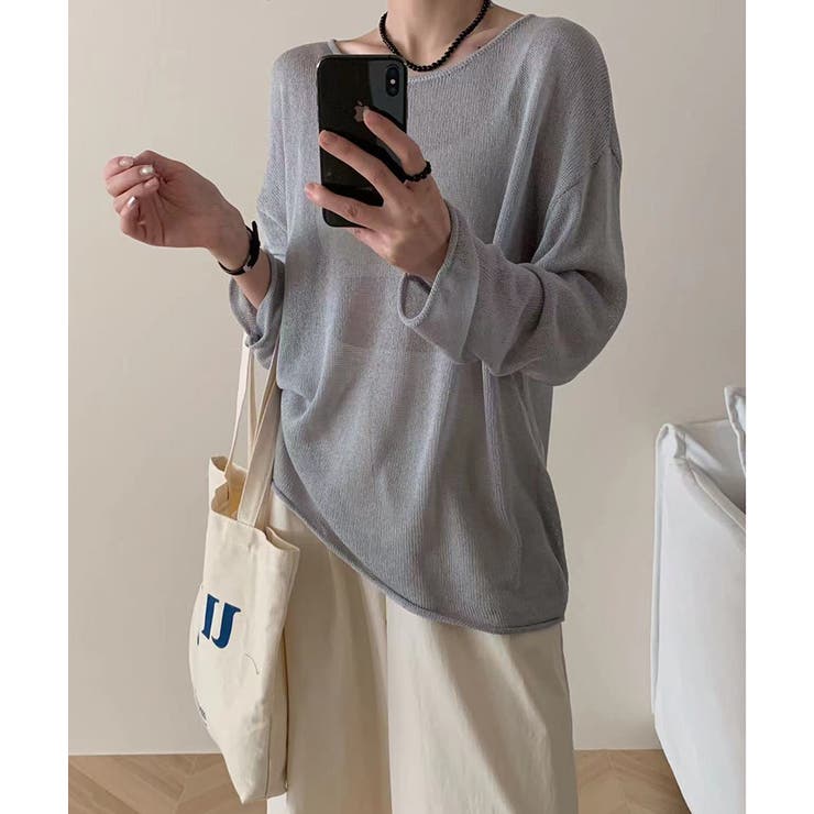 ゆるっと大人カジュアル シアーニット ラウンドネック | COCOMOMO | 詳細画像20 