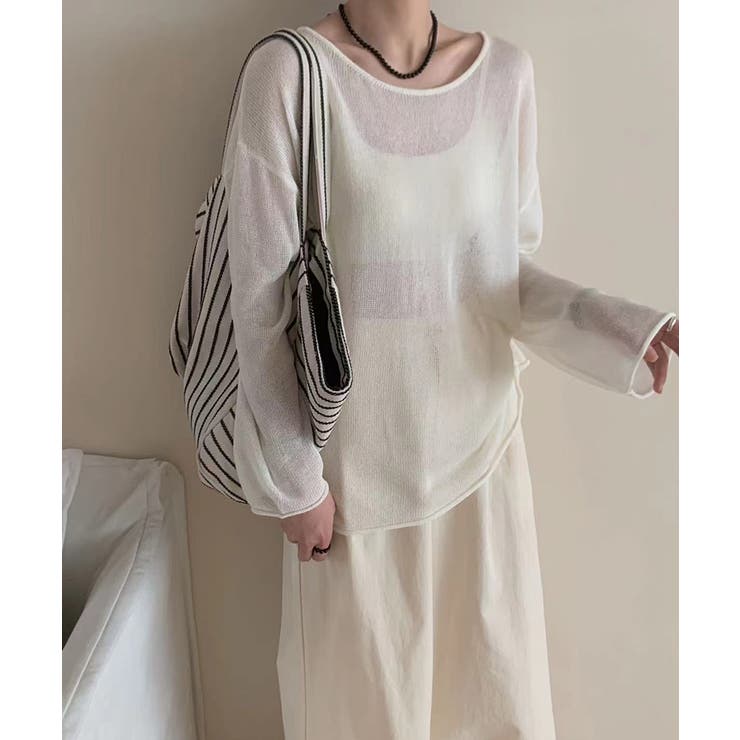 ゆるっと大人カジュアル シアーニット ラウンドネック | COCOMOMO | 詳細画像2 