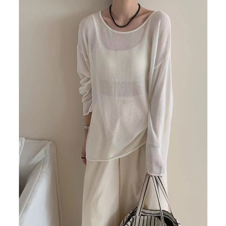 ゆるっと大人カジュアル シアーニット ラウンドネック | COCOMOMO | 詳細画像3 